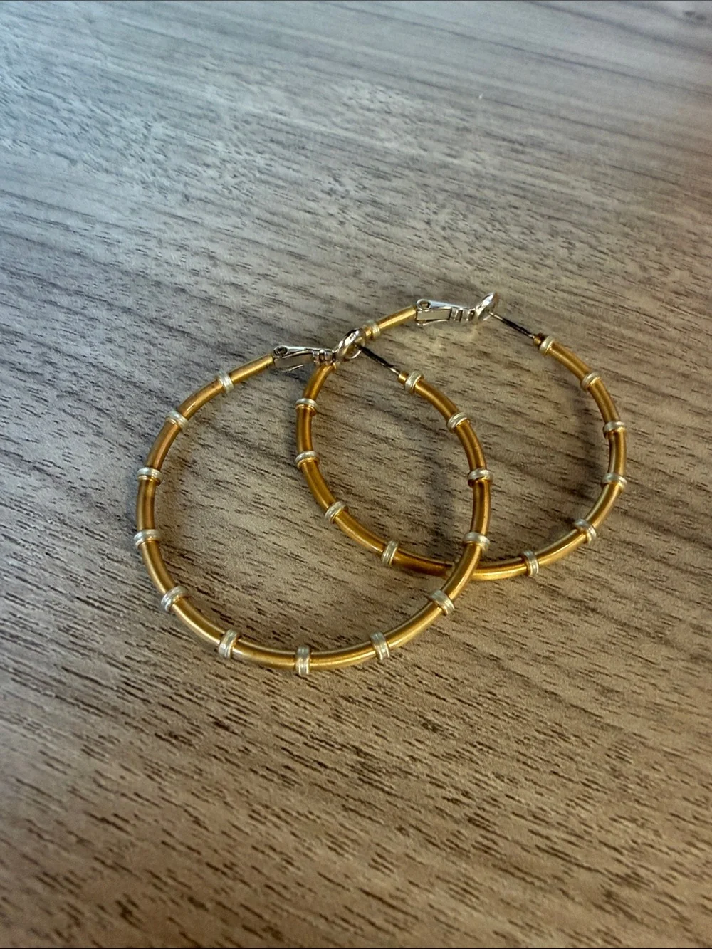 Gold-Tone Bamboo Hoop Earrings - Women's Fashion Jewelry